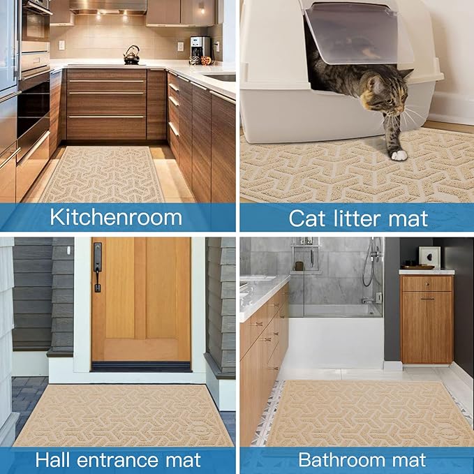 UPSKY Cat Litter Mat, Litter Trapping Mat Soft on Kitty Paws, Large Litter Box Mat 35" x 24" Scatter Control for Indoor Cats Waterproof and Extra Large Pretty Litters Carpet