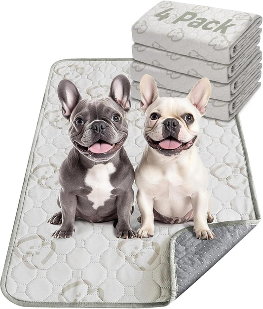 FXW Washable Pee Pads for Dogs, Puppy Pads with Super Absorbent, Specifically Designed for Potty Training, 29" × 18" Rectangle, Khaki, 4 Packs