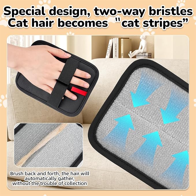 Pet Hair Remover, electrostatic pet Hair Removal Gloves, cat and Dog pet Hair Removal Tools, Suitable for Bed Sheets, Blankets, Clothes, Sofas, Multi-Functional Beauty Gloves -2 Piece