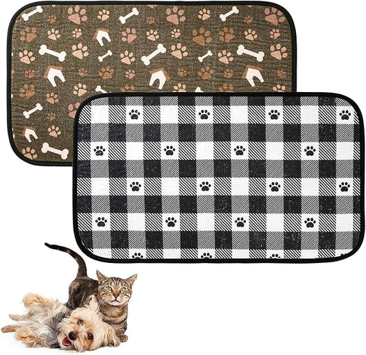 Dog Food Mats, Pet Bowl Mats, Super Absorbent and Dry, Prevents Spills, Non-Slip Design, Easy to Wash Machine Washable 14''x24'' (2 Pack)