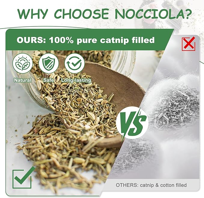 Nocciola 3 Pack Catnip Toys for Cats, Funny Cat Toys Filled with 100% Pure Organic Catnip, Safe Kitten Teething Chew and Kicker Toys, Stress Relieving Fun for Indoor Cats