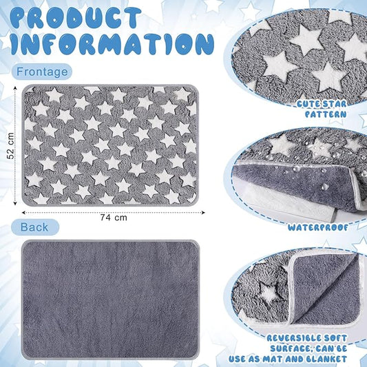 2 Pcs Warming Cat Pad Reflects Heating Dog Crate Self Warming Pet Pad Gray Nursing Cat Blankets Bed Mat for Newborn Kittens Puppies Elder Dog Washable(Large Star,29 x 20)