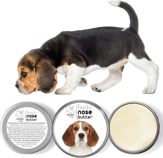 The Blissful Dog Beagle Nose Butter for Dry, Cracked Skin, Lick-Safe Dog Nose Balm with Moisturizing Shea Butter, Almond, Olive, and Essential Oils, Pet Supplies, Uncented, 2 oz.