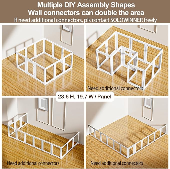 Clear Acrylic Dog Playpen Transparent Dog Playpen Indoor, Easy Assemble Clear Pet Pen for Puppy Bunny Cat Pig, Sturdy & Easy Cleaning Plastic Dog Puppy Fence (23.6" H, 12PCS)