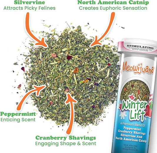 Meowijuana | Furry and Bright Bundle | Get Blitzed Reindeer and Winter Lift | Promotes Play and Cat Health | Includes Organic Catnip | Feline and Cat Lover Approved