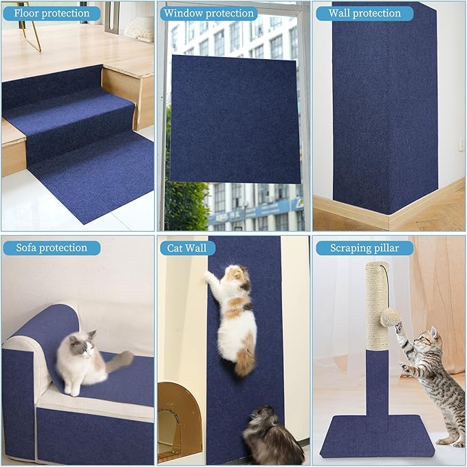 Cat Scratching Mat - Trimmable Self Adhesive DIY Climbing Cat Scratcher Pad for Cat Tree Shelves and Post Cat Scratch Furniture Protector