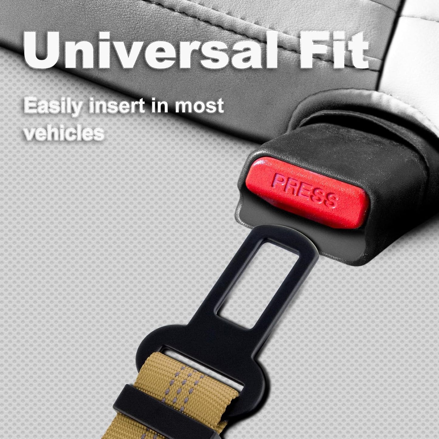 Plutus Pet Dog Seat Belt for Car, Adjustable Dog Car Harness with Carabiner Clip, Reflective Dog Seatbelt Leash with Elastic Bungee, Brown