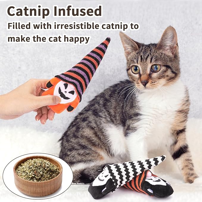 Retro Shaw Cat Toys, Horror Crinkly Catnip Toys for Indoor Cats Kitten, Interactive Cat Nip Kitty Kicker Chew Tossing, Safe Teeth Cleaning Toy for All Breeds - Pack of 3