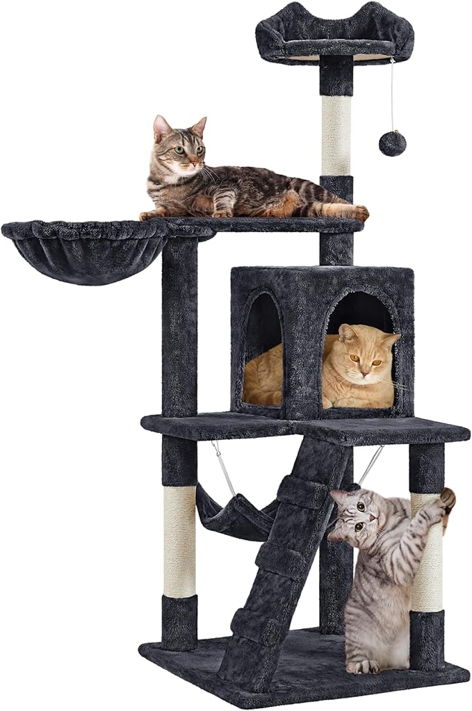 Yaheetech 54in Cat Tree Cat Tower as Activity Center, Indoor Cats and Kittens Playing House with Funny Hammock Basket Scratching Post