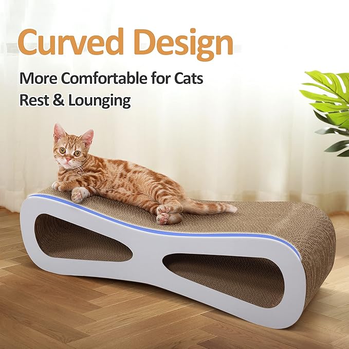 COZIWOW Cat Scratcher Lounge, Cat Scratching Board, Cardboard Lounge Bed, Durable Cat Scratching Pad Furniture Protector for Indoor Cats Kittens, Grey