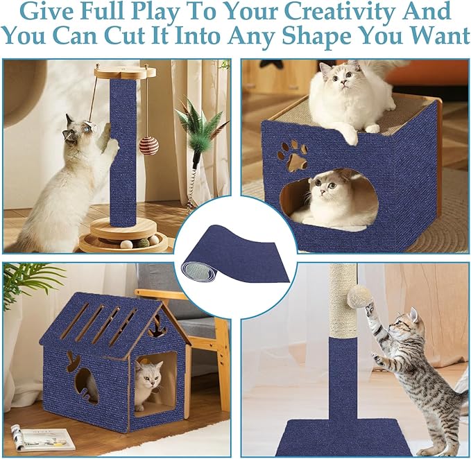 78.7"x15.8" Cat Scratching Mat - Trimmable Self Adhesive DIY Climbing Cat Scratcher Pad for Cat Tree Shelves and Post Cat Scratch Furniture Protector