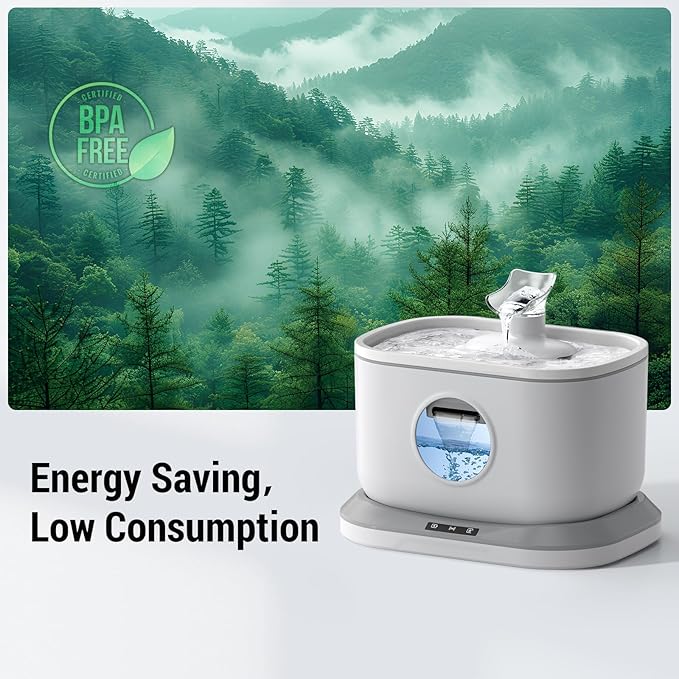 Cat Water Fountain Cordless, Wireless Pump Auto Shut-Off 7-Layer Large Filter Dual Radar Automatic Water Dispenser for Cats, 2.6L/88oz Seperated Water Tank & 5000mAh Battery Dock, BPA Free +4 Filters