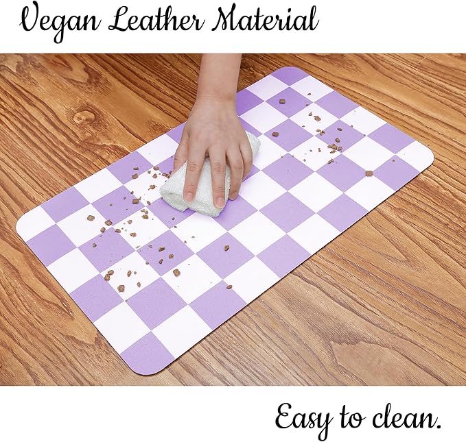 Ralxion Checkered Dog Feeding Mat, Absorbent Mats for Dog Food and Water Bowl, Dispenser, Aesthetic Purple Checkerboard Pet Placemat for Dogs, Cats, Puppy Accessories (Purple, 12 x 19)