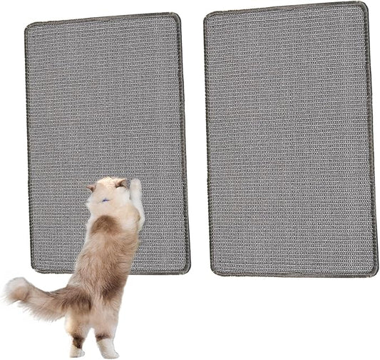 2PCS 23.6" x 15.7" Cat Scratcher Mat with Sticky Tapes, 2 Packs Sisal Cat Scratching Carpet for Indoor Cats, Horizontal Cat Scratcher for Scratching Posts, and Couch Protection(Gray, 2 Pack)