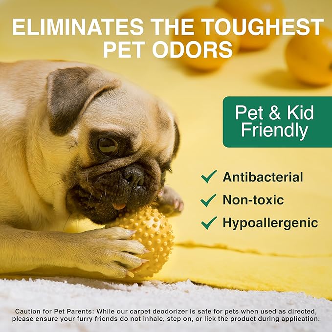 Good Natured Brand | Carpet Deodorizer & Freshener Powder | 70 oz Pet Odor Eliminator for Strong Odor & Pet Urine | Fresh Natural Lemon & Eucalyptus Scent | Safe for Homes with Pets