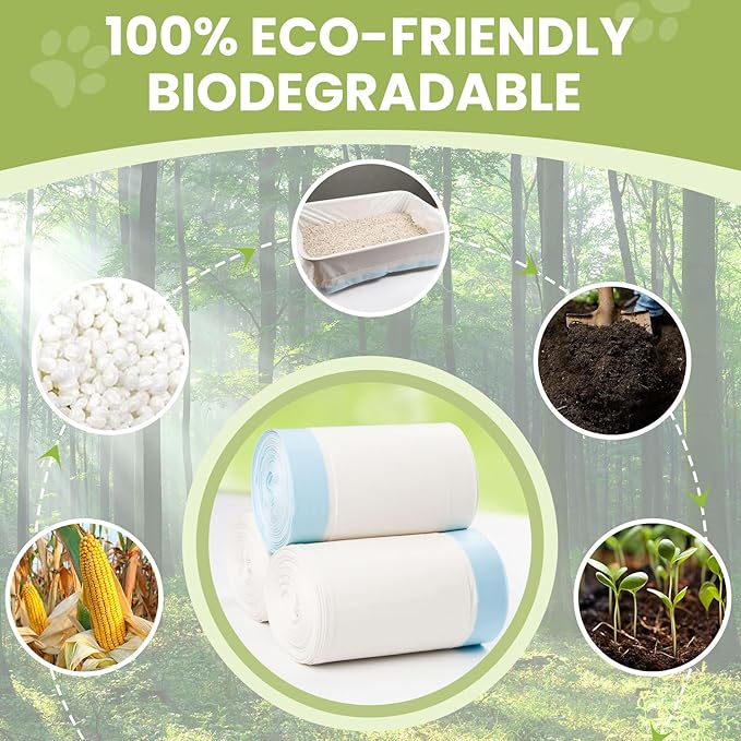 30 Count Cat Litter Box Liners 100% OK Compost Home Certified,38" x 18" Litter Box Liners for Automatic Litter Robot 4/3,Heavy-Duty, Extra Thick,Jumbo Size