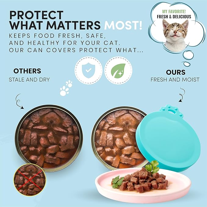 4 Pack Universal Pet Food Can Covers Lids - One fit 3 Standard Size Cans for Cats and Dogs Food Cans - Easy to Clean - Safe Silicone - Aurora Greens