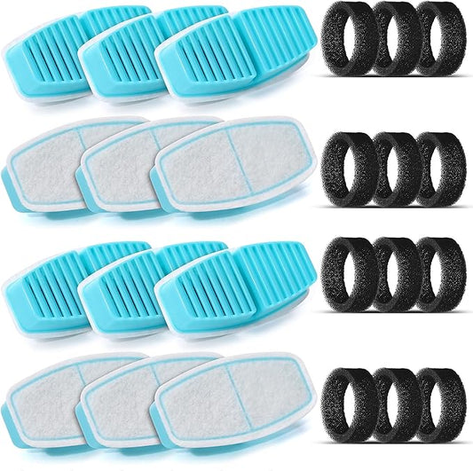 Cat Water Fountain Filters : BEMOONY Pet Water Fountain Replacement Filter - 24 Packs of Cat Fountain Filters (12 Carbon Filters + 12 Sponges) - Multiple Filtration Please Replace it Every 2-3 Weeks