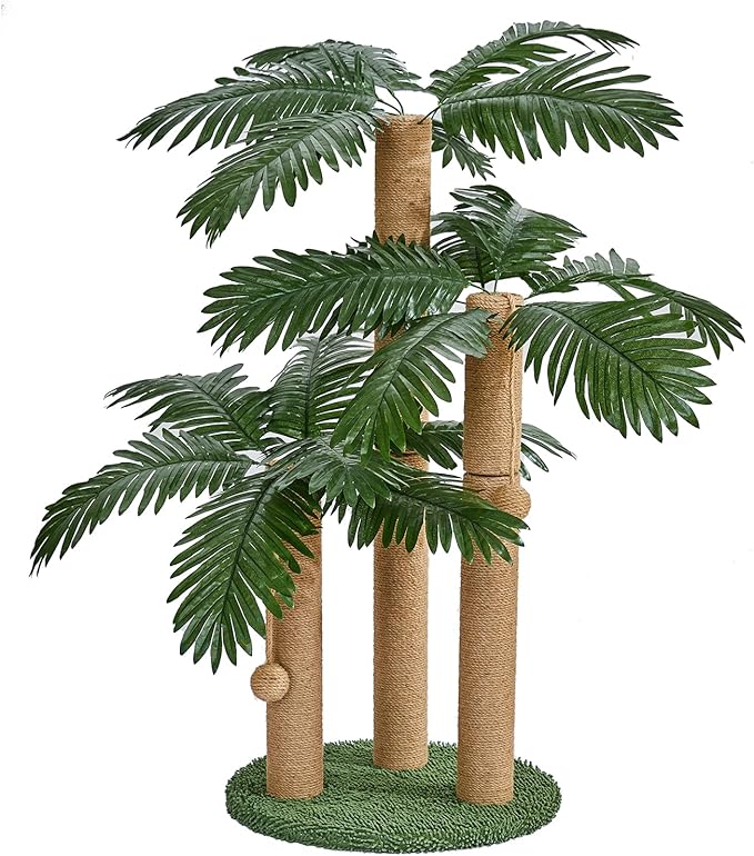 31.5Inch Cat Scratching Post,Cat Scratcher Tree with 3 Scratching Poles & 2 Interactive Dangling Balls,Cats Scratching Posts for Indoor Kitten & Adult Cats