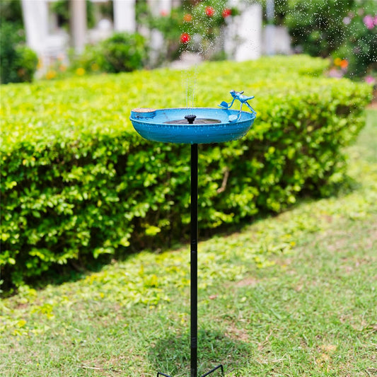 Metal Bird Bath for Outdoor, 37 Inch Tall Birdbath with Stake, Standing Bird Baths with 13" Bowl & Decorative Small Bird Feeder & Cast Iron Bird for Outside Garden Patio Yard Decor