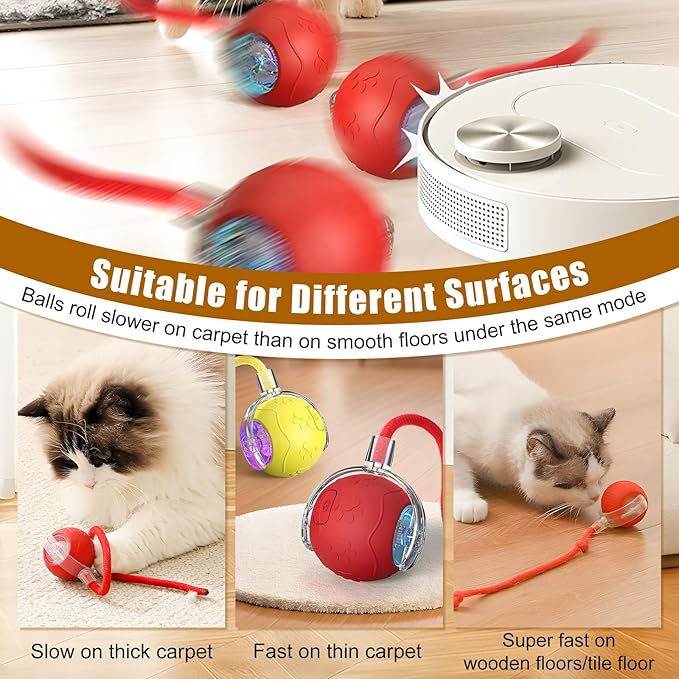 360 Smart Automatic Rolling Pet Ball,Interactive Cat Toys Balls,Automatic Moving Cat Balls,Interactive Cat Toys for Bored Indoor Cats (Grey)