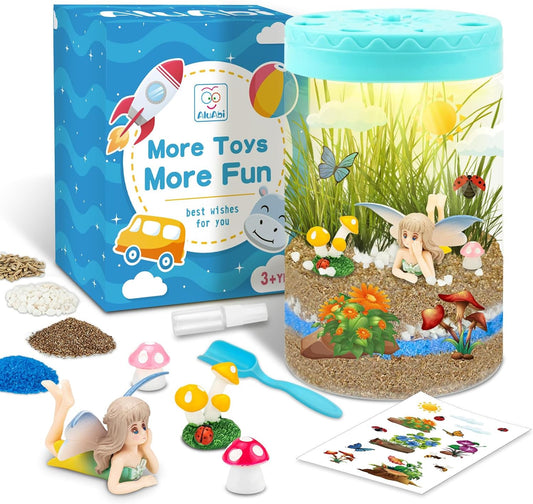 Light Up Terrarium Kit for Kids,Fairy Gardening Kit for Boys and Girls,Creative Educational Gardening Toy,Arts and Crafts Activity Kits,Birthday Gifts for Ages 4 5 6 7 8-12
