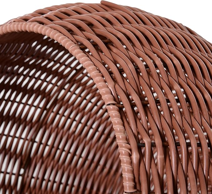 PawHut Elevated Cat Bed with Rotatable Egg Chair Pod, Cat Basket Bed with Thick Cushion, Natural Mat Grass Woven Kitty House, Brown