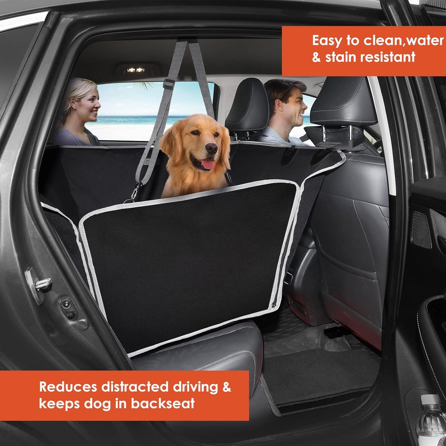 njnj Dog Car Seat Cover for Back Seat - Waterproof Dog Half Hammock for Cars,Scratchproof Pet Backseat Protector,Perdurable,Non-Slip Booster Seat for Small,Medium and Large Dogs
