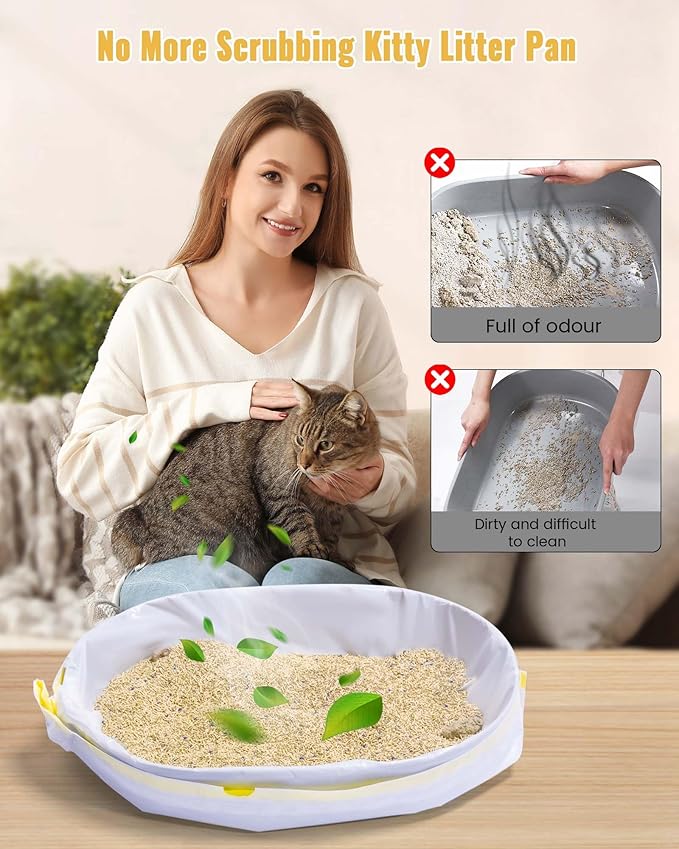 KONE Cat Litter Box Liners, 30 Count Jumbo Extra Durable Large Drawstring Kitty Litter Pan Bags Cat Waste Litter Bags Pet Cat Supplies 36" x 18"