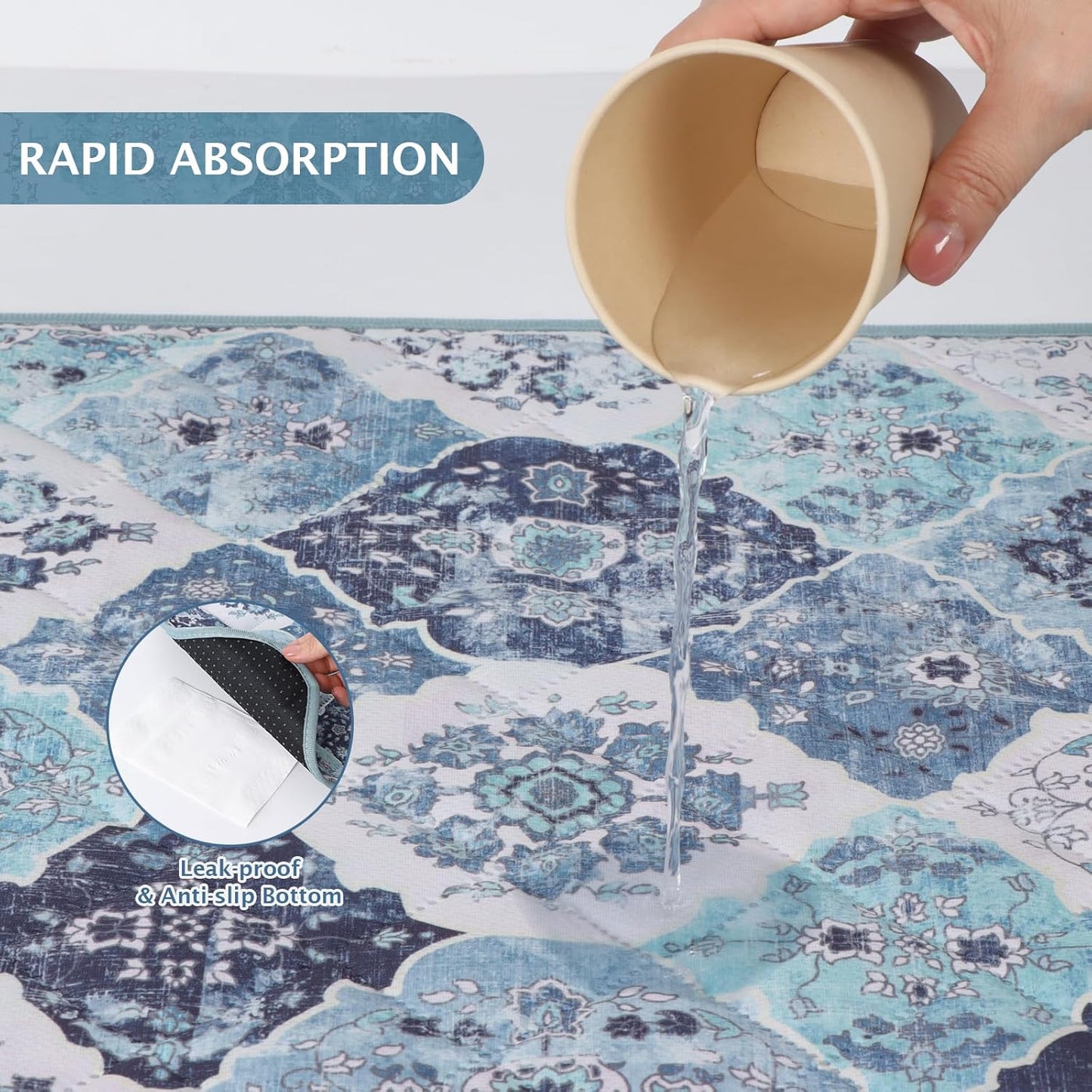 IEUUMLER Washable Pee Pads for Dogs, 2 Pack Reusable Pee Pads for Dogs Non-Slip Grip, Super Absorbent Waterproof Puppy Pads for Potty Training, Playpen, Crate, Whelping Box EU011 (Blue,24" x 18")