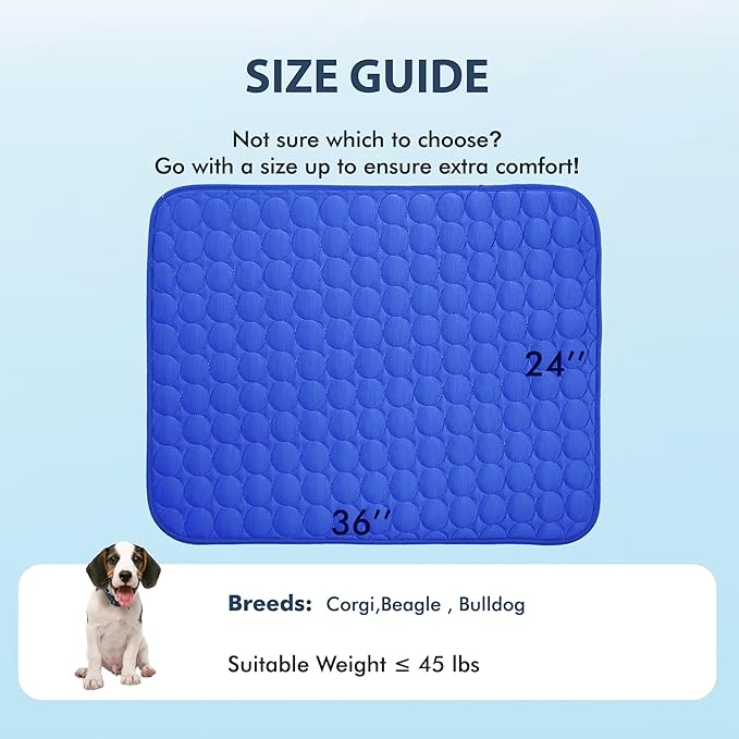 MICROCOSMOS Summer Cooling Mat & Sleeping Pad- Water Absorption Top, Materials Safe, Easy Carry, EZ Clean. Keep Cooling for Pets, Kids and Adults.(Dark Blue, 36" x24")