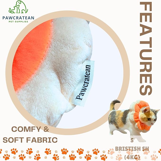 Adjustable Comfy Flower Style Elizabeth Collar for Cats Puppies Soft Recovery Cone Pet Protective Neck Collar (Orange, Samll)