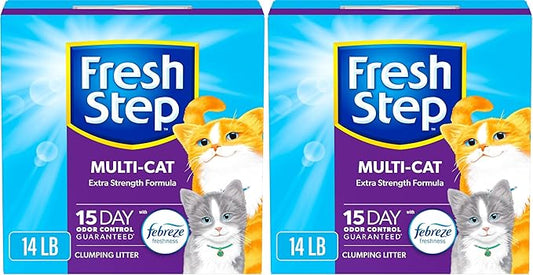 Fresh Step Clumping Cat Litter, Multi-Cat Odor Control, 14 lbs (Pack of 2)