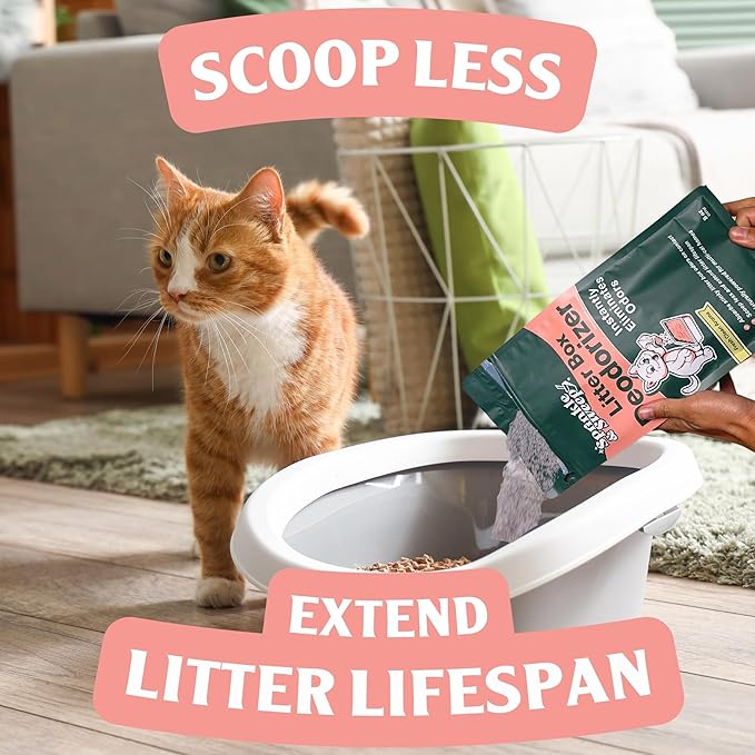 Litter Box Odor Eliminator | Cat Litter Deodorizer | Smell Control for Cats | Non-Toxic & Safe for Kittens | Home Odor Neutralizer | Kitty Litter Freshener | Sprinkle & Sweep | Made in USA