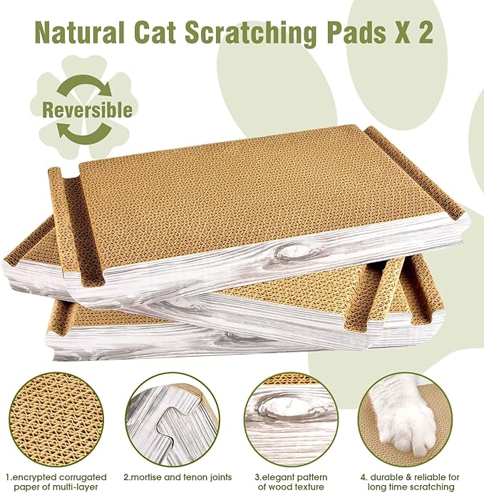 Foldable Cat Scratching Board Triangle Scratcher Cardboard Cat Scratch Pad 6 Usable Sides Cat Scratcher for Indoor Cat Vertical Cat Board Pads Cat Scratching Post
