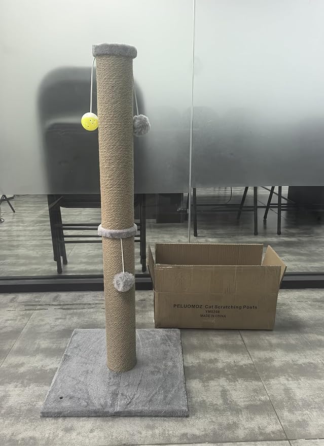 Tall Cat Scratching Post 36 inch Large Cat Scratch Post for Indoor Cats with Durable Natural Sisal Rope Scratcher Post Tree Kitten Interactive Toy-Gray