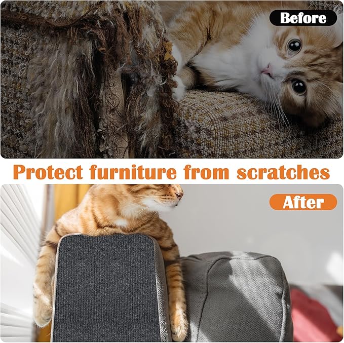 Cat Scratch Pad - 100" x 15.8" Trimmable Self-Adhesive Cat Scratch Furniture Protector, Sisal Cat DIY Climbing Couch Protector for Scratch Post Cat Tree Replacement Indoor (Dark Gray)