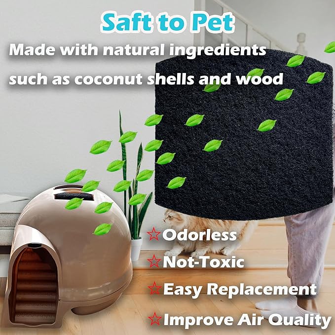 Cat Litter Box Replacement Filters for Petmate Booda Clean Step Cat Litter Box, Activated Charcoal Filters Replacement to Absorb Odors and Litter Box Deodorizer for Keep Home Fresh (12 Pack)