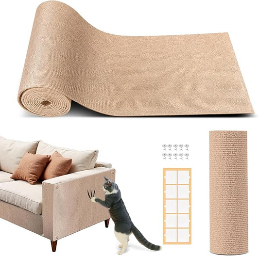 78.7"x15.8" Cat Scratch Mat Couch Furniture Protector,DIY Climb Cat Scratcher for Cat Couch Furniture or Wall Protector,Covering Cat Tower for Claws Scratching for Indoor (Beige)