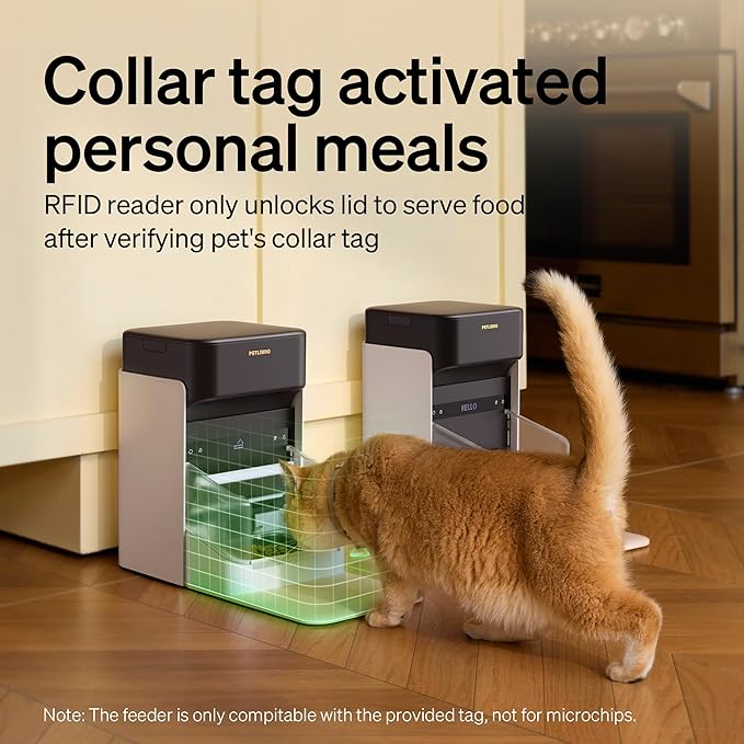 PETLIBRO RFID Automatic Cat Feeder, Collar Tag-Activated Personalized Meals, 5G&2.4G Wi-Fi Programmable Cat Food Dispenser with Cats Recognition & Diet Tracking for Multi-Pet Homes and Different Diets
