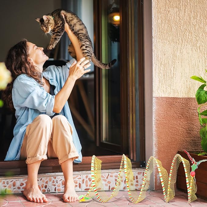 2-Pack Large Cat Tunnel Beds - Indoor & Outdoor, Interactive Spring Toys for Cats & Kittens