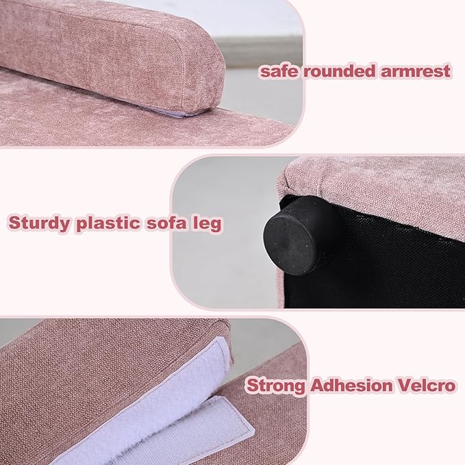 AFBKSS&BB Pet Sofa with Hidden Storage for Puppy and Cat,Linen Fabric Dog Sofa,Cat Couch with Wooden Frame (Pink)