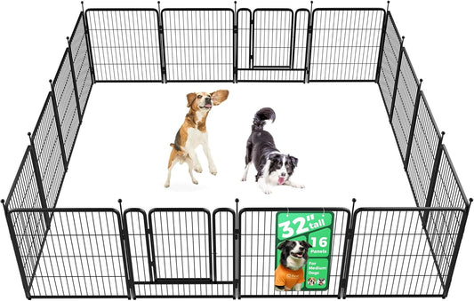 FXW Rollick Unleashed Dog Playpen for Indoor, Yard, RV Camping, 32 inch 16 Panels for Small and Medium Dogs, Black│Patented