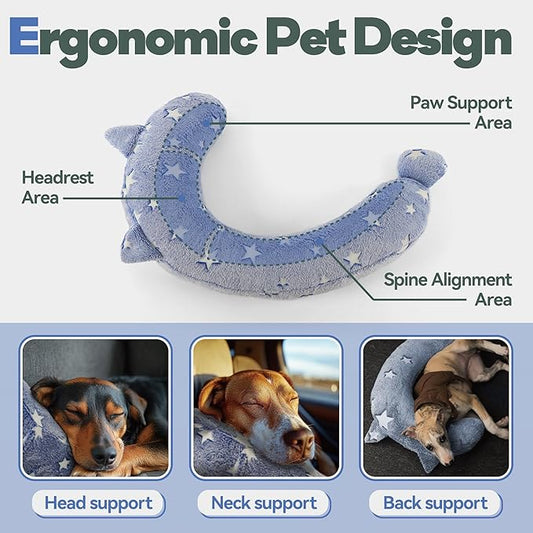 Dog Calming Pillow, Glow in The Dark Dog Put Head on, Soft Question Mark Pillows for Dogs, Kids, Adults, Washable Dog Bed Pillow, Cozy Dog Body Pillow (M Blue)