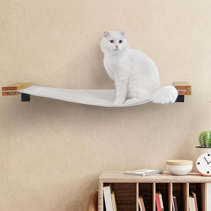 Cat Wall Hammock | Cat Shelves for Wall | Bridge, Shelf and Perches | Modern Wall Furniture for Indoor Cats | Mounted Hammock Bed for Sleeping, Playing, and Lounging.