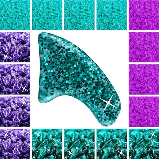 zetpo 80 pcs Cat Claw Covers | Cat Nail Caps | with Adhesives and Applicators (M, Turquoise, Purple, Turquoise Glitter, Violet Glitter)