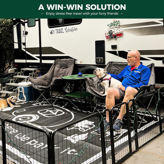 FXW Rollick Unleashed Dog Playpen for Indoor, Yard, RV Camping, 24 inch 48 Panels for Small and Puppy Dogs, Black│Patented