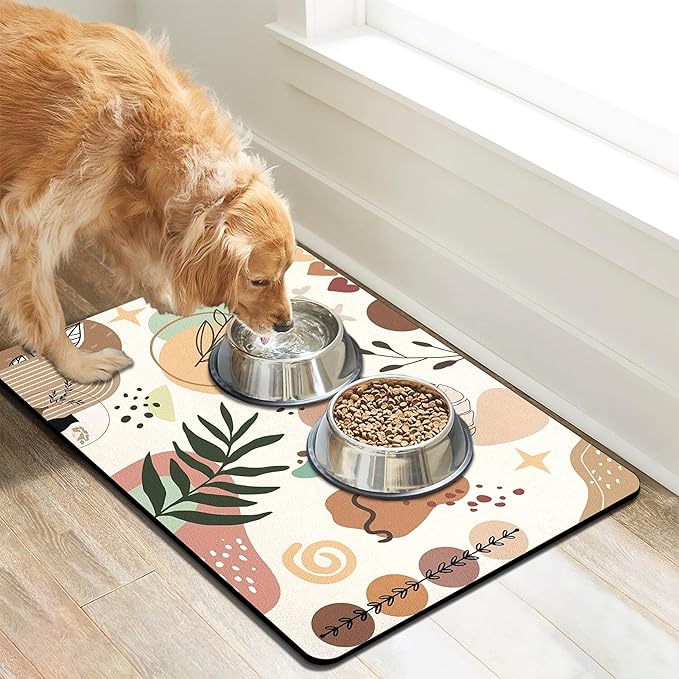 Pet Feeding Mat for Floors Waterproof Dog Mat for Food and Water Absorbent Quick Dry Non Slip mat for Cat Bowls