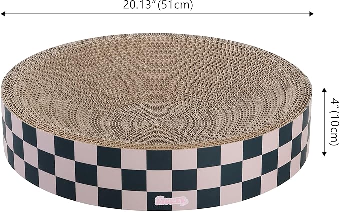 CSR1010C Nelson 20.13" Modern Cardboard Round Bowl Cat Scratcher with Catnip, Peony