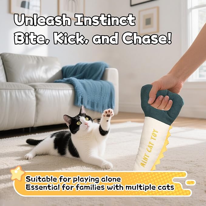 Plush Catnip Saw Toy for Cats – Durable, Bite-Resistant Chew Toy Filled with Natural Catnip, Interactive Teething & Indoor Play Toy for Kittens & Adult Cats